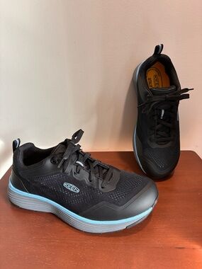 KEEN Sparta 2 Utility Work Shoe Black, Blue Aluminum Toe Women’s Sz 8.5